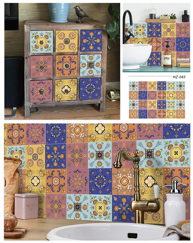 24PCS Light Color Tile Stickers – Waterproof Self-Adhesive Wall Decals