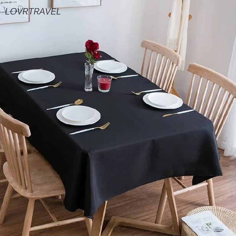 Solid Black Rectangular Tablecloth – Banquet & Conference Table Cover