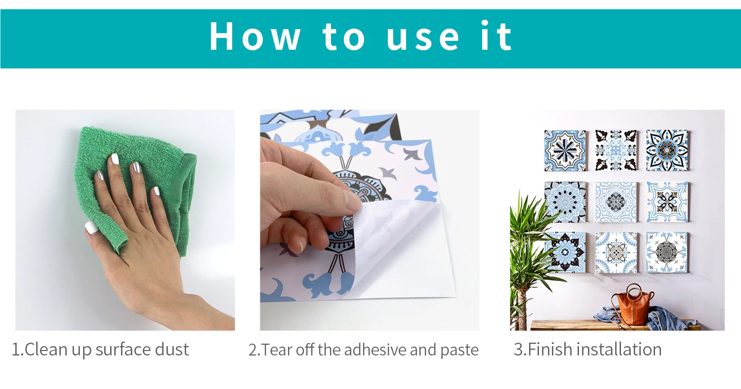 24PCS Light Color Tile Stickers – Waterproof Self-Adhesive Wall Decals