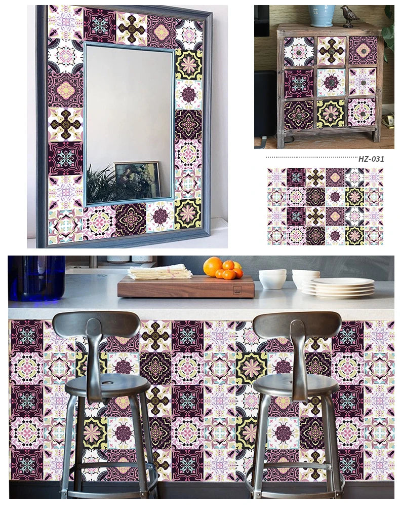 24PCS Light Color Tile Stickers – Waterproof Self-Adhesive Wall Decals