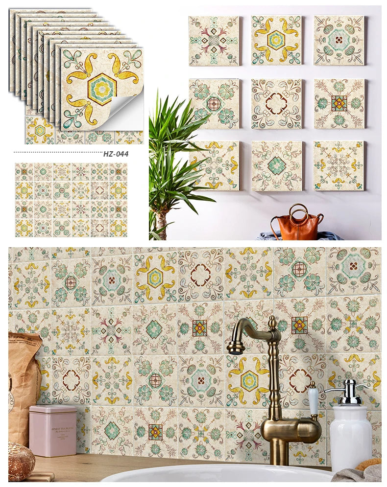 24PCS Light Color Tile Stickers – Waterproof Self-Adhesive Wall Decals