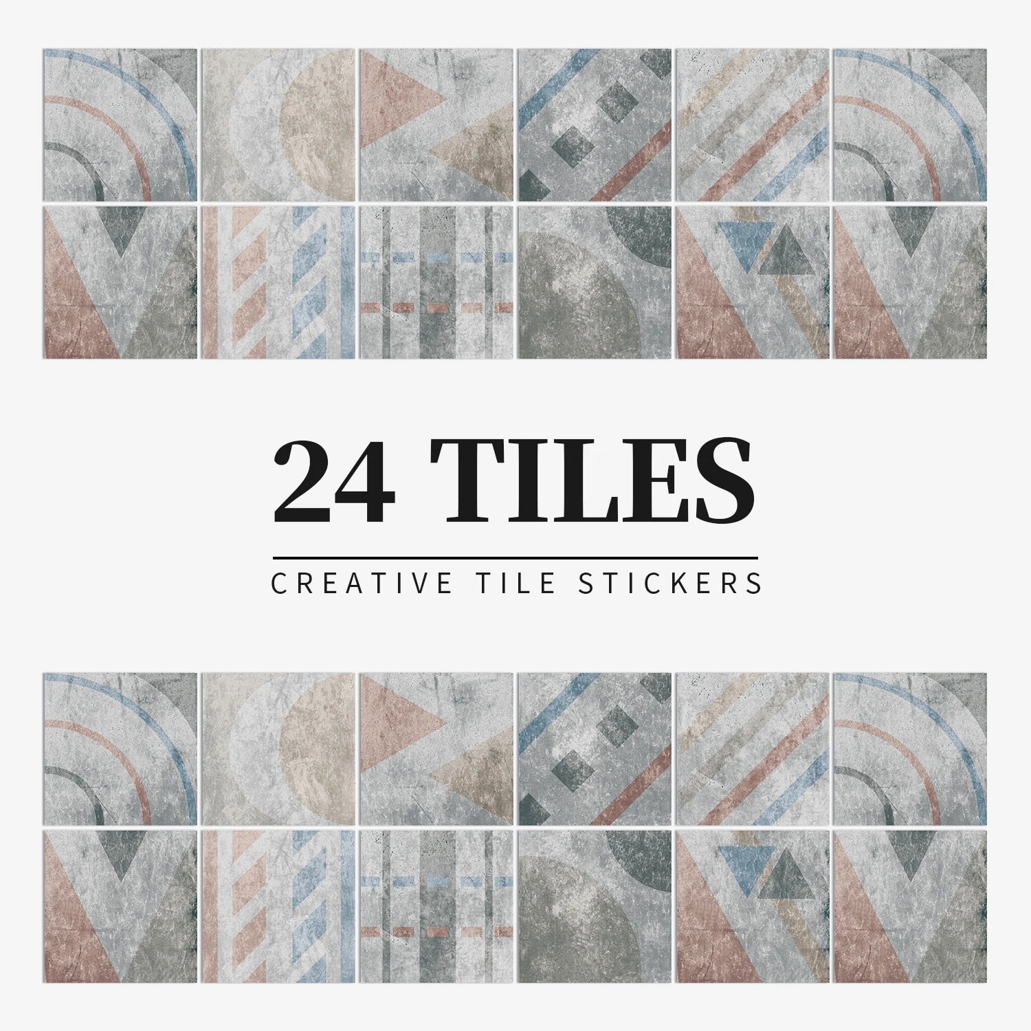 24PCS Light Color Tile Stickers – Waterproof Self-Adhesive Wall Decals