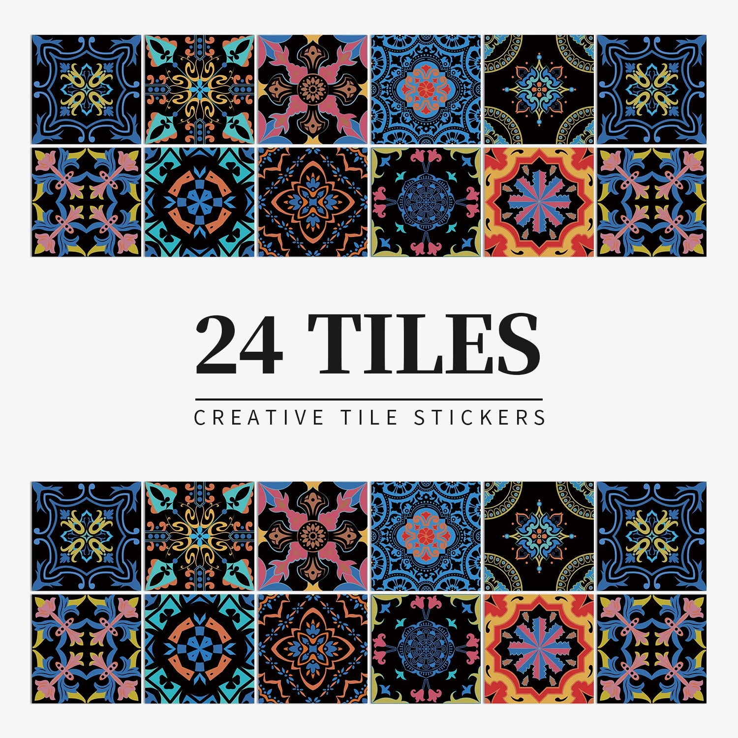 24PCS Light Color Tile Stickers – Waterproof Self-Adhesive Wall Decals