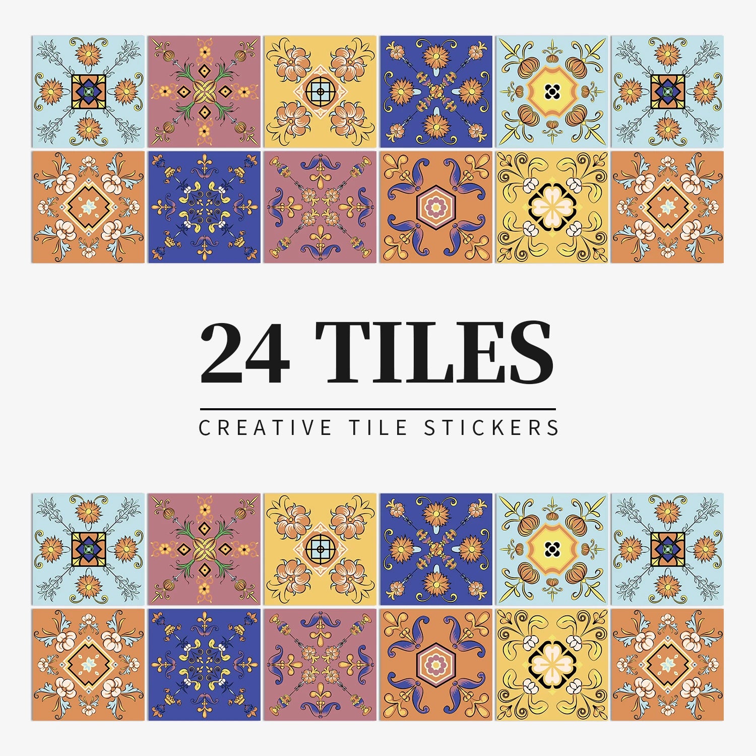 24PCS Light Color Tile Stickers – Waterproof Self-Adhesive Wall Decals