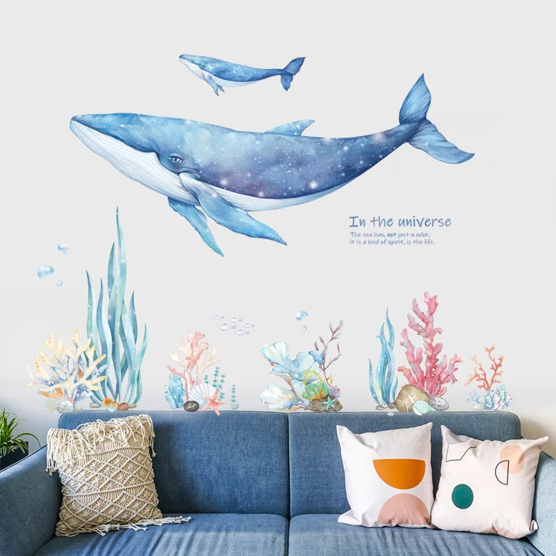 Cartoon Dreamland Wall Stickers – Waterproof Whale Nursery Decals
