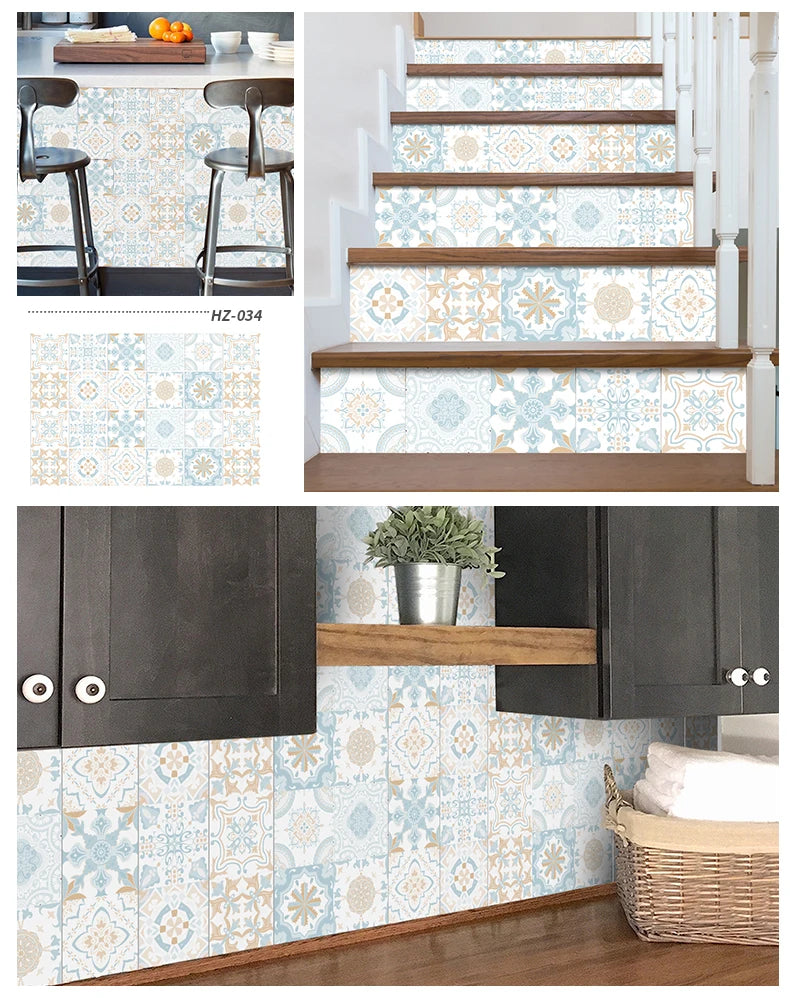 24PCS Light Color Tile Stickers – Waterproof Self-Adhesive Wall Decals