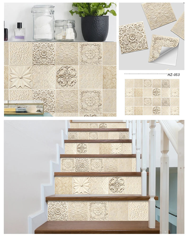 24PCS Light Color Tile Stickers – Waterproof Self-Adhesive Wall Decals