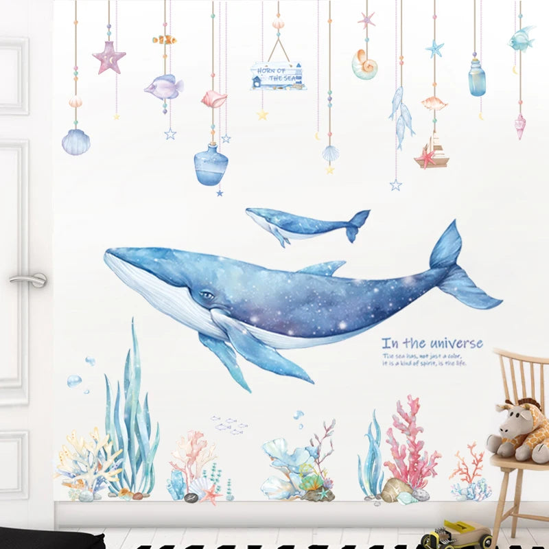 Cartoon Dreamland Wall Stickers – Waterproof Whale Nursery Decals