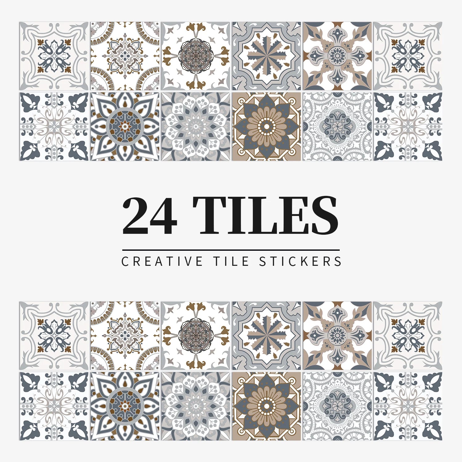24PCS Light Color Tile Stickers – Waterproof Self-Adhesive Wall Decals