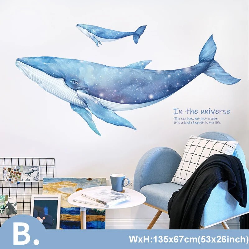 Cartoon Dreamland Wall Stickers – Waterproof Whale Nursery Decals