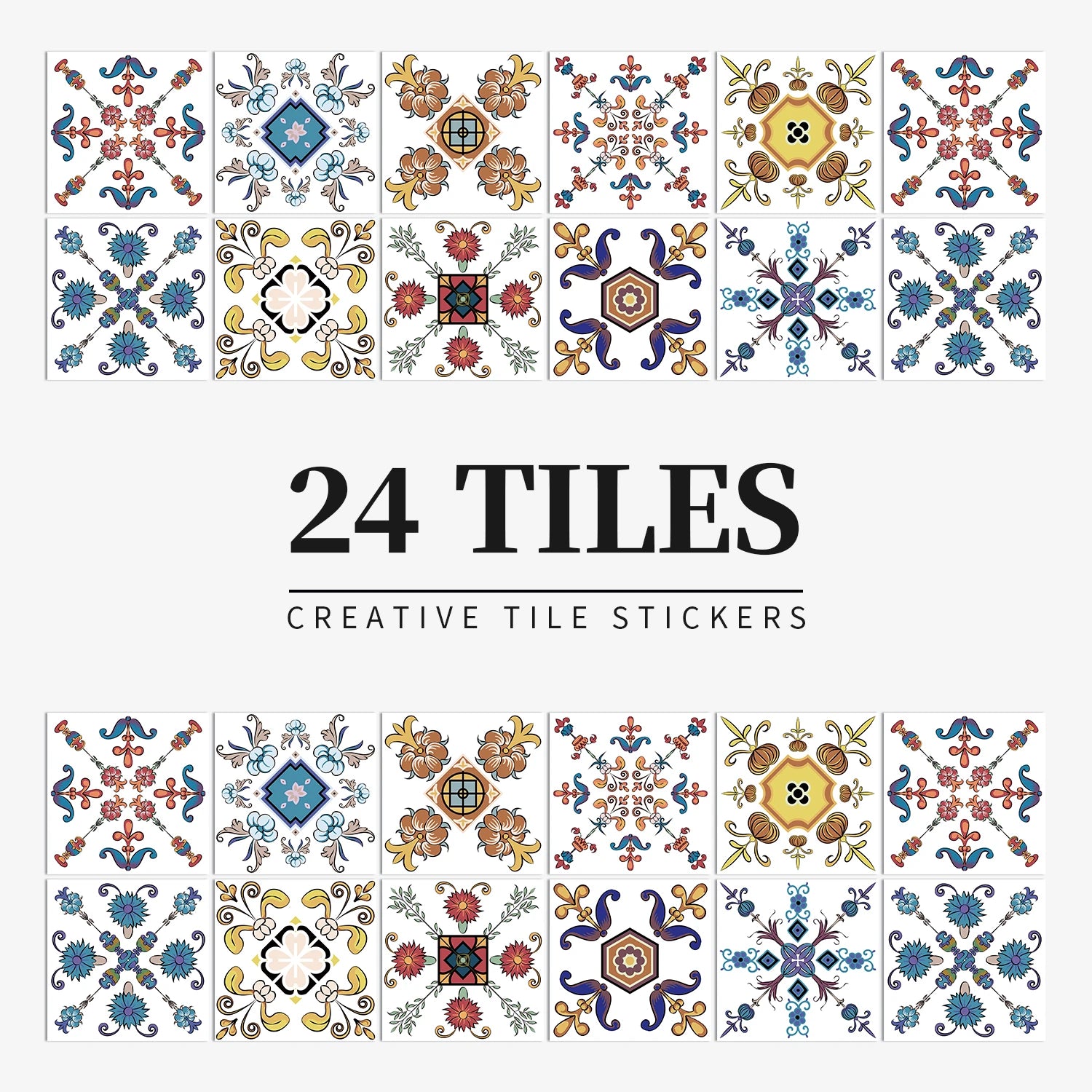 24PCS Light Color Tile Stickers – Waterproof Self-Adhesive Wall Decals