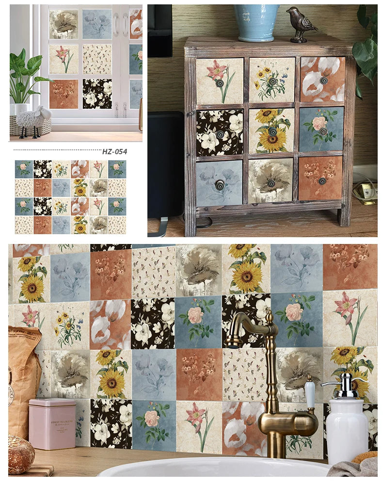 24PCS Light Color Tile Stickers – Waterproof Self-Adhesive Wall Decals