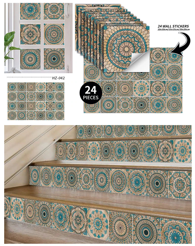 24PCS Light Color Tile Stickers – Waterproof Self-Adhesive Wall Decals