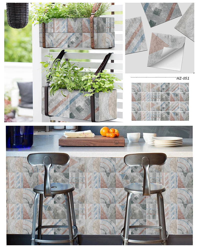 24PCS Light Color Tile Stickers – Waterproof Self-Adhesive Wall Decals