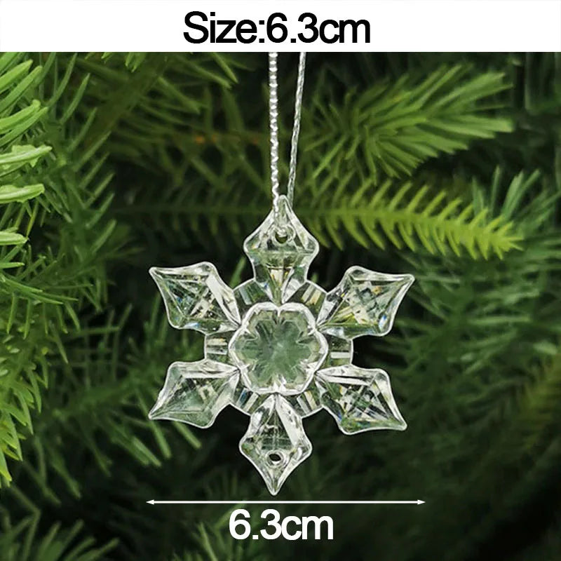 5PCS Crystal Acrylic Christmas Ornaments – Snowflake, Elk & Snowman
