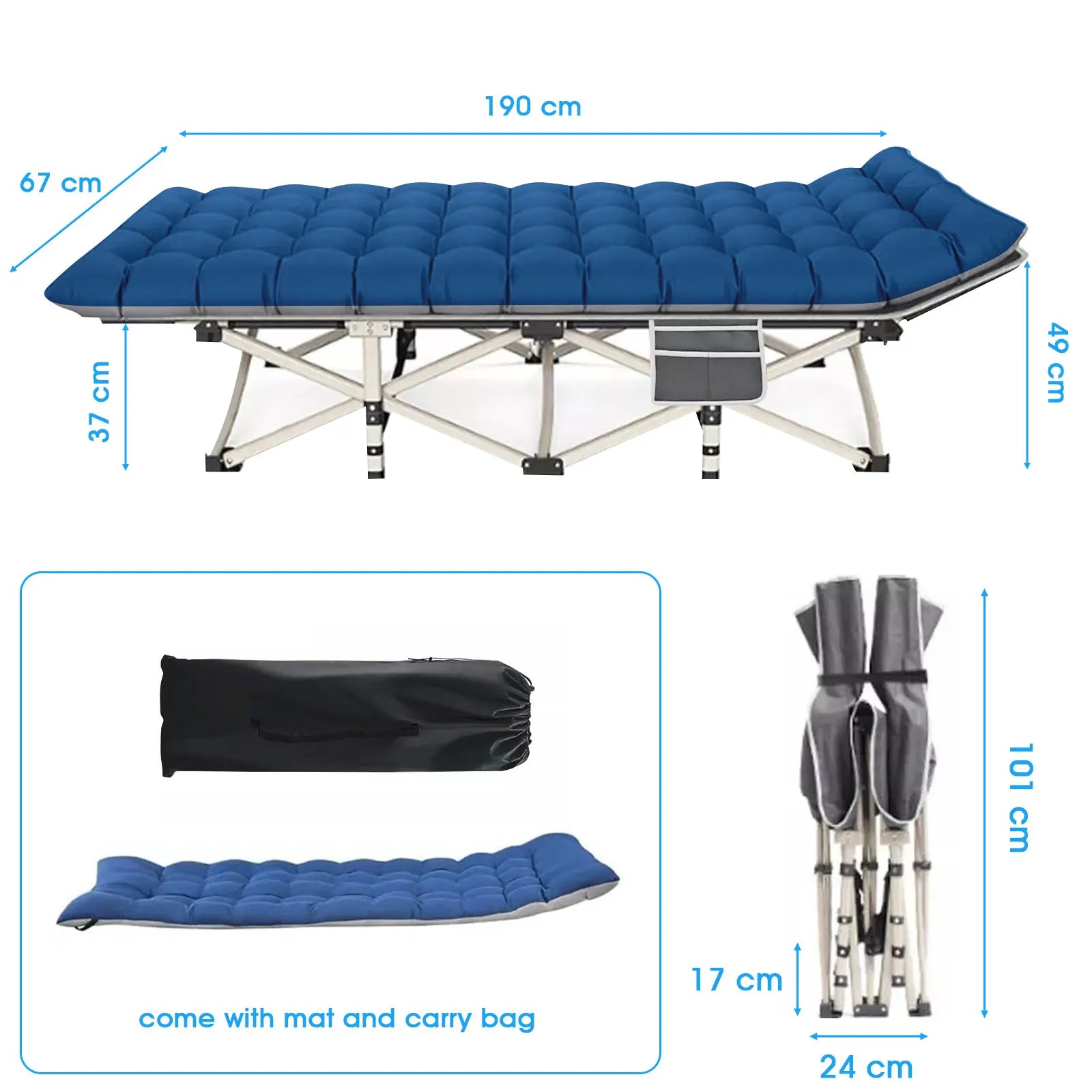 Folding Heavy-Duty Camping Cot for Adults