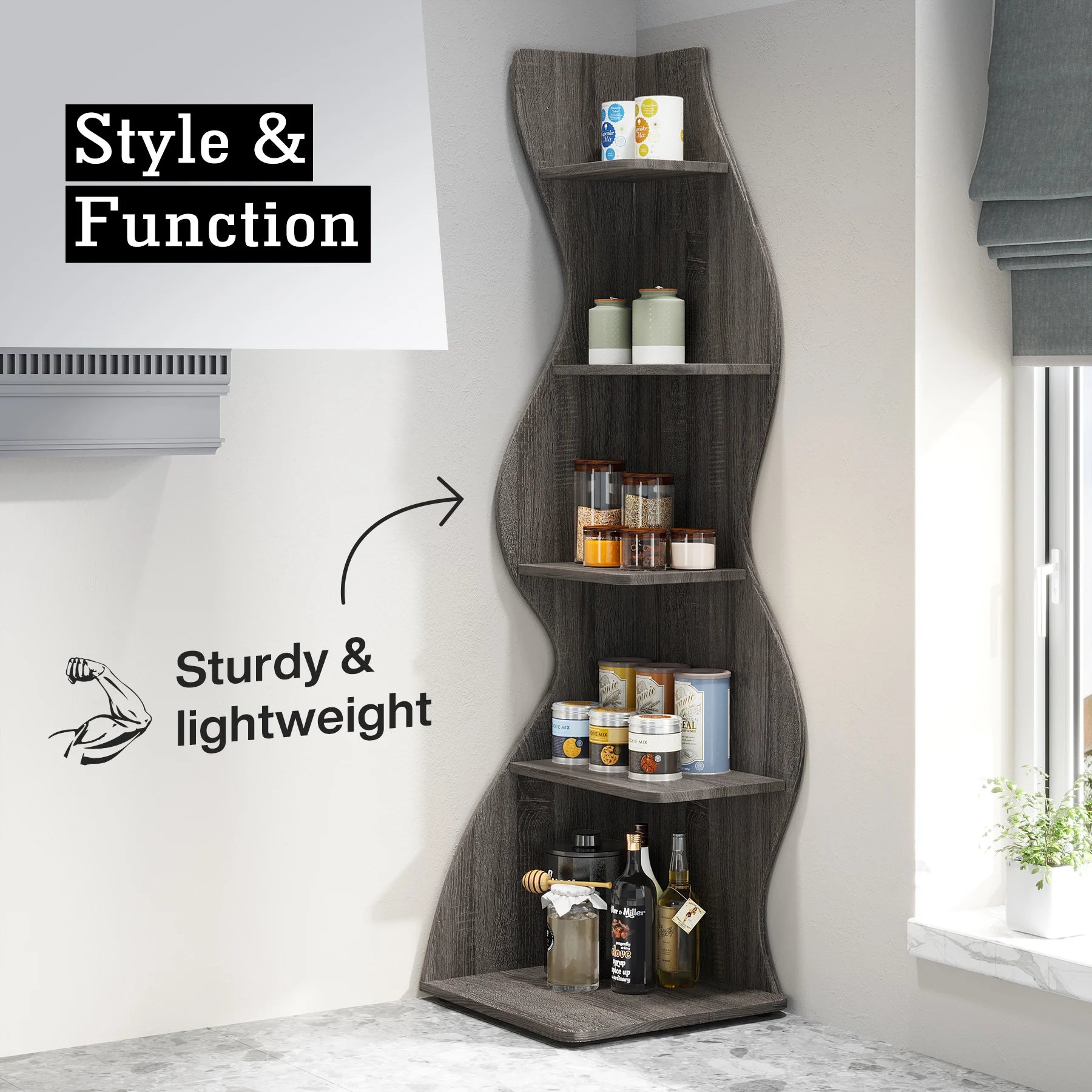 Tribesigns 5-Tier Modern Corner Bookshelf