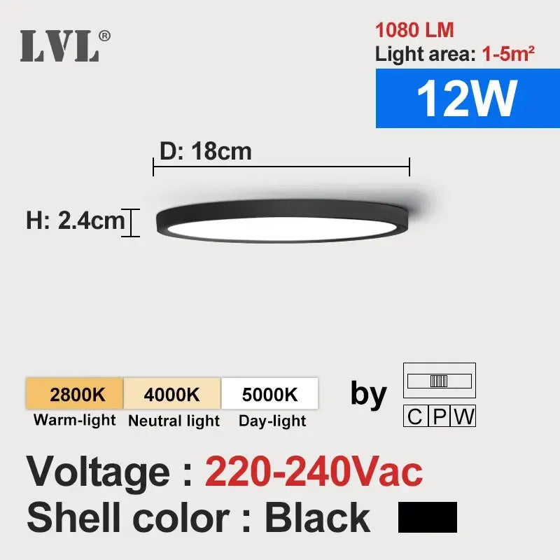 LVL Wood Grain LED Ceiling Light with 3-in-1 Color Modes