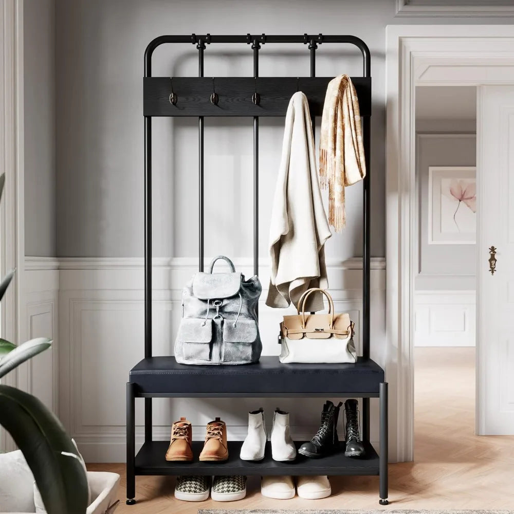 CERLIN Hall Tree – Coat Rack with Shoe Bench & Storage