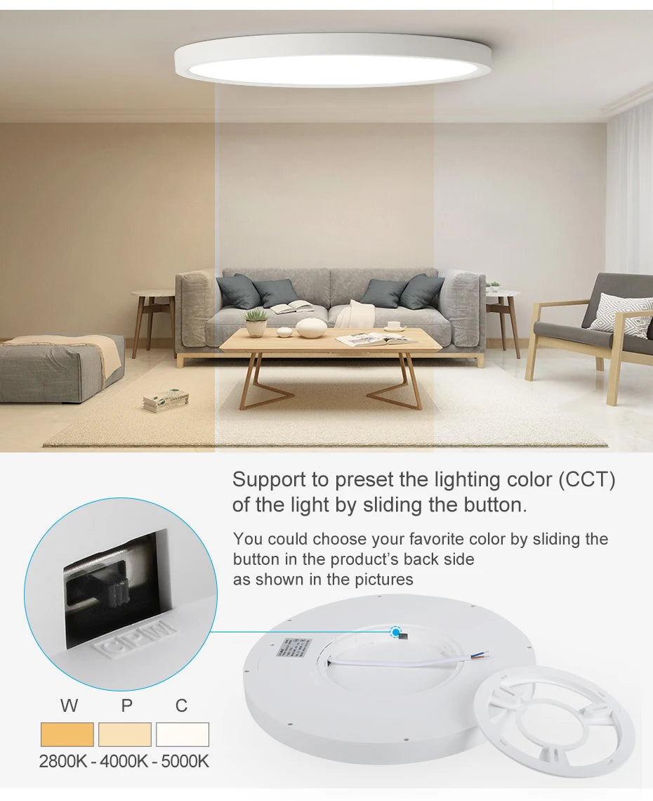 LVL Wood Grain LED Ceiling Light with 3-in-1 Color Modes