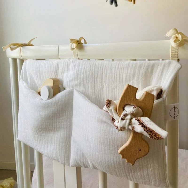 Baby Crib Organizer Hanging Storage Bag with 2 Pockets