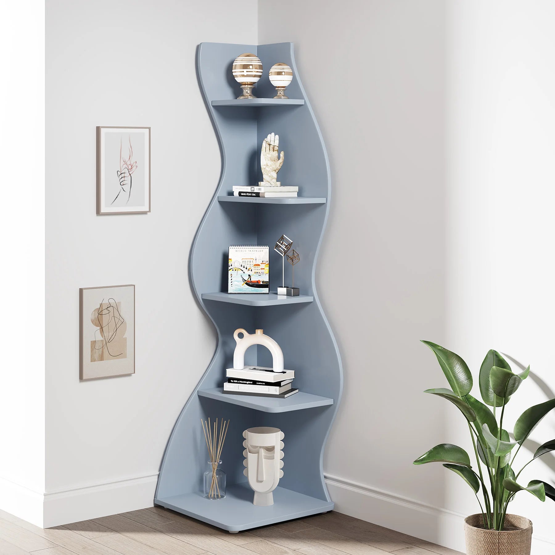 Tribesigns 5-Tier Modern Corner Bookshelf