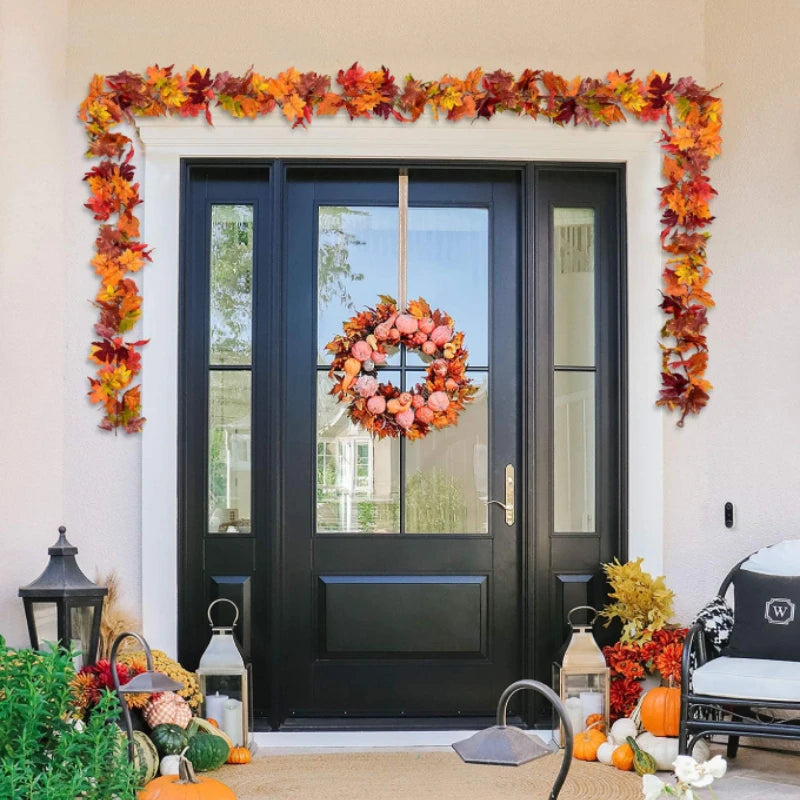 180CM Artificial Maple Leaf Garland – Autumn & Holiday Wall Decor