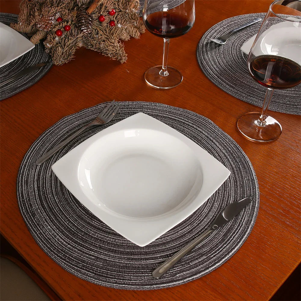 6PCS Round Table Mat & Coaster Set – Non-Slip Ramie Dining Placemats