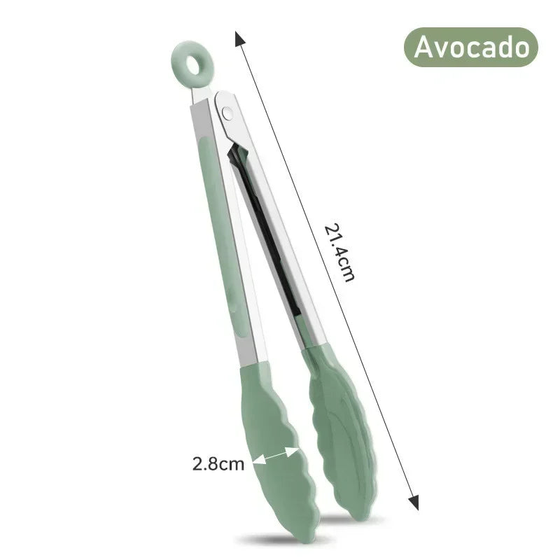 7-Inch Non-Slip Stainless Steel Food Tongs
