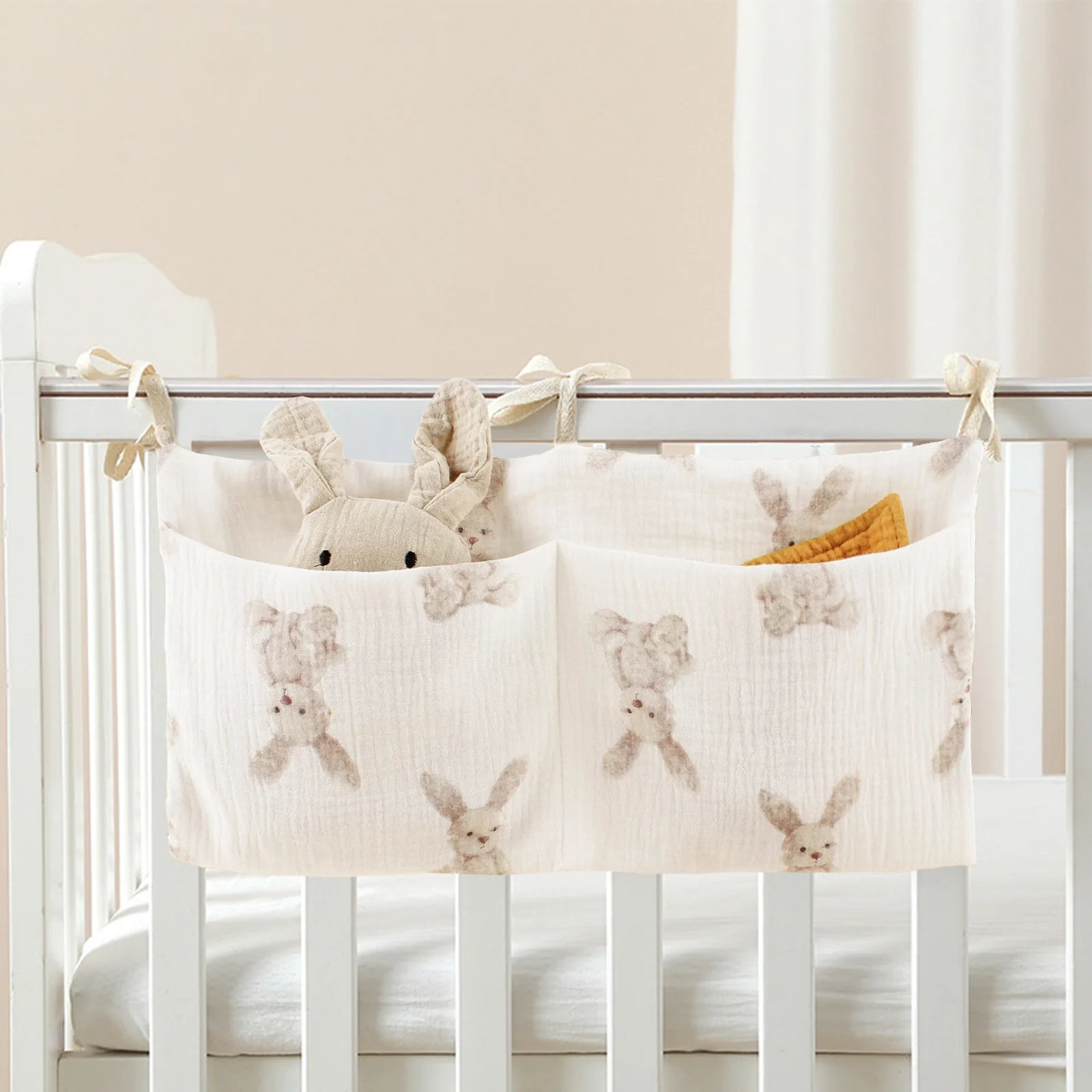 Baby Crib Organizer Hanging Storage Bag with 2 Pockets