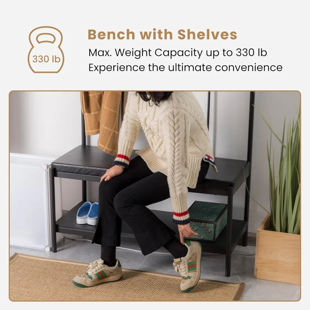 CERLIN Hall Tree – Coat Rack with Shoe Bench & Storage