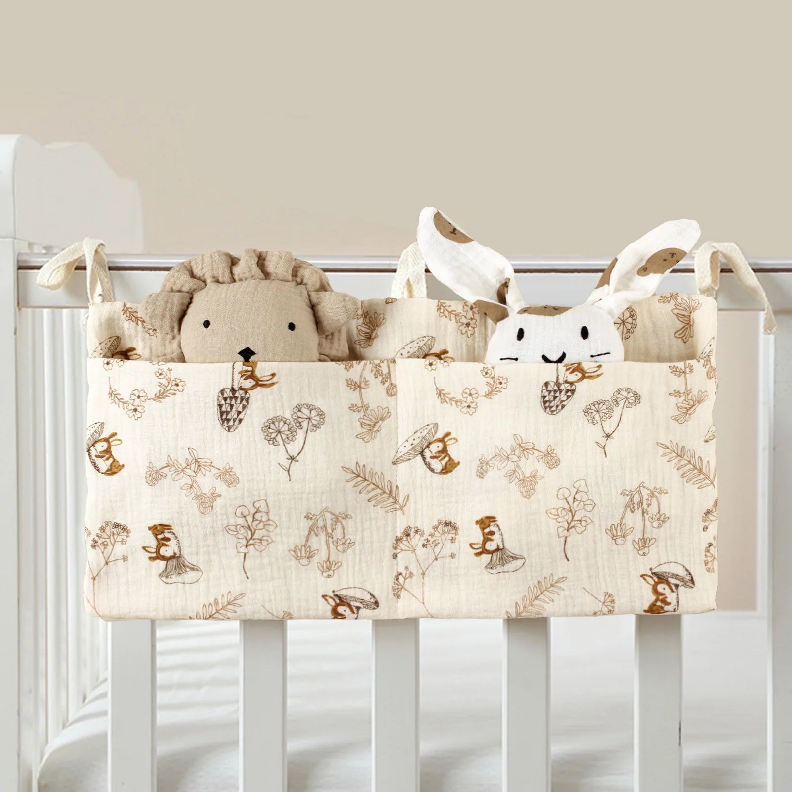 Baby Crib Organizer Hanging Storage Bag with 2 Pockets