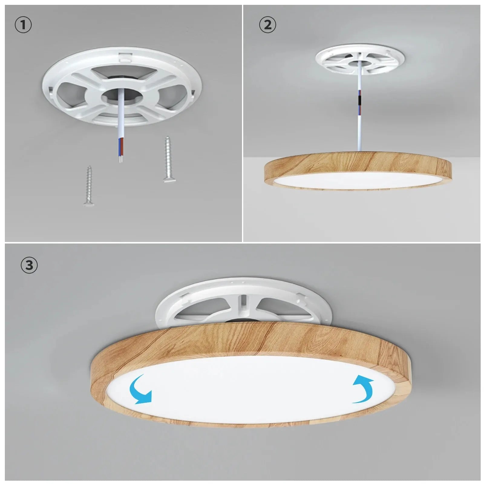 LVL Wood Grain LED Ceiling Light with 3-in-1 Color Modes