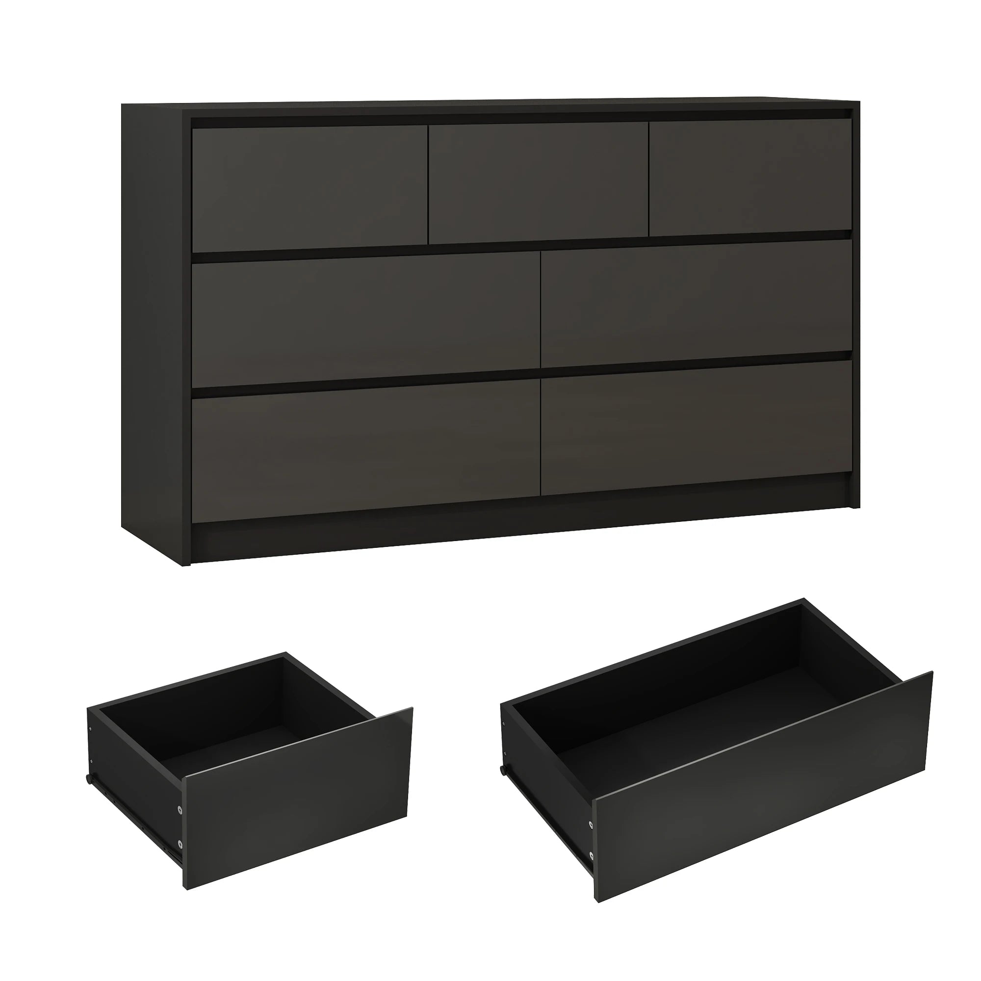 55" Modern 7-Drawer Dresser with High Gloss Finish