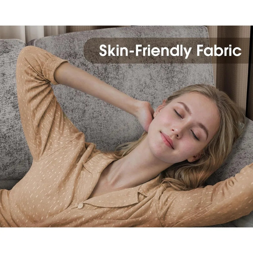 U-Shaped Linen Sectional Couch with Double Chaise