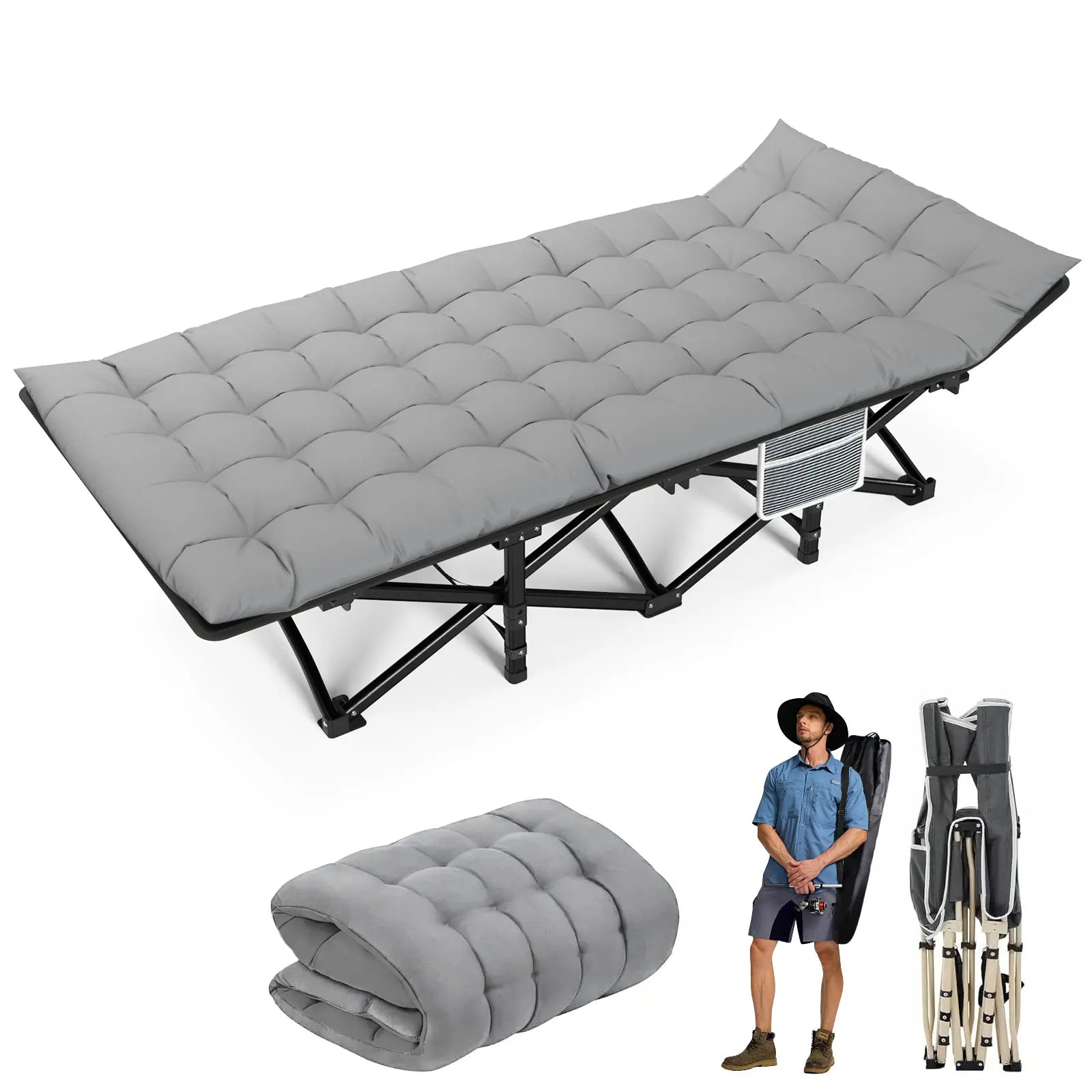 Folding Heavy-Duty Camping Cot for Adults