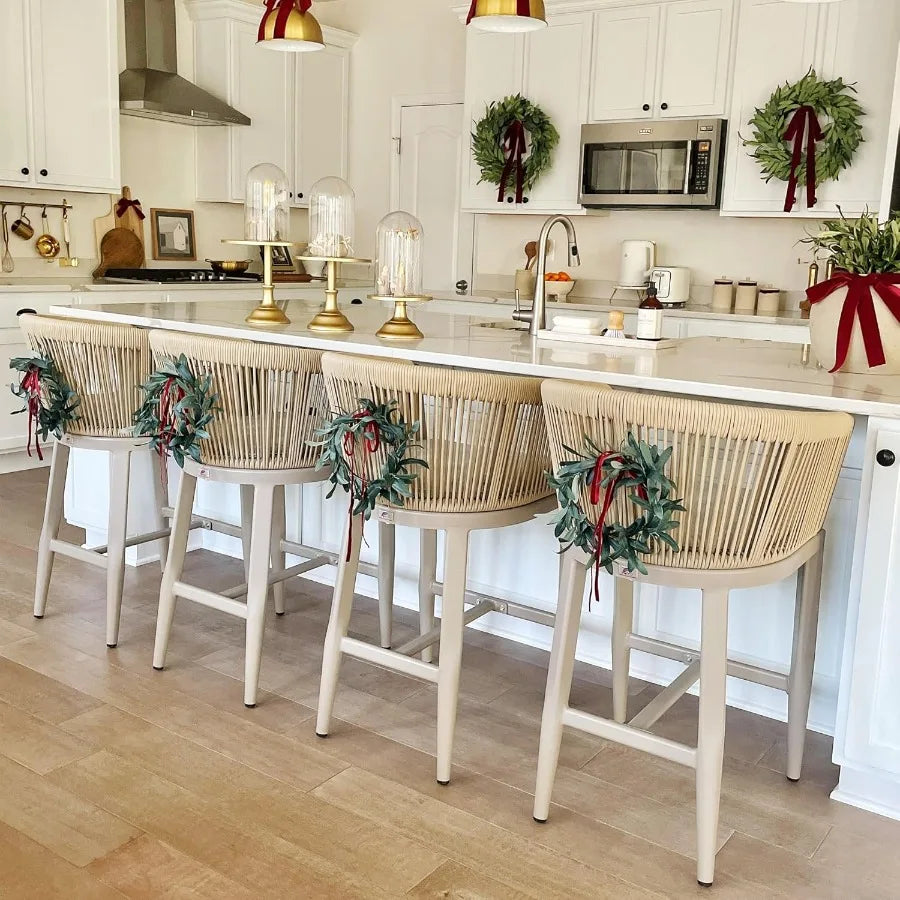 Modern Outdoor Wicker Bar Stool Set