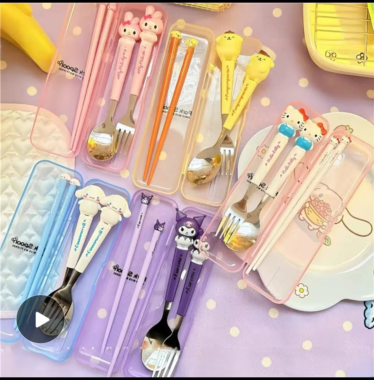 Sanrio Kids Stainless Steel Cutlery Set with Case