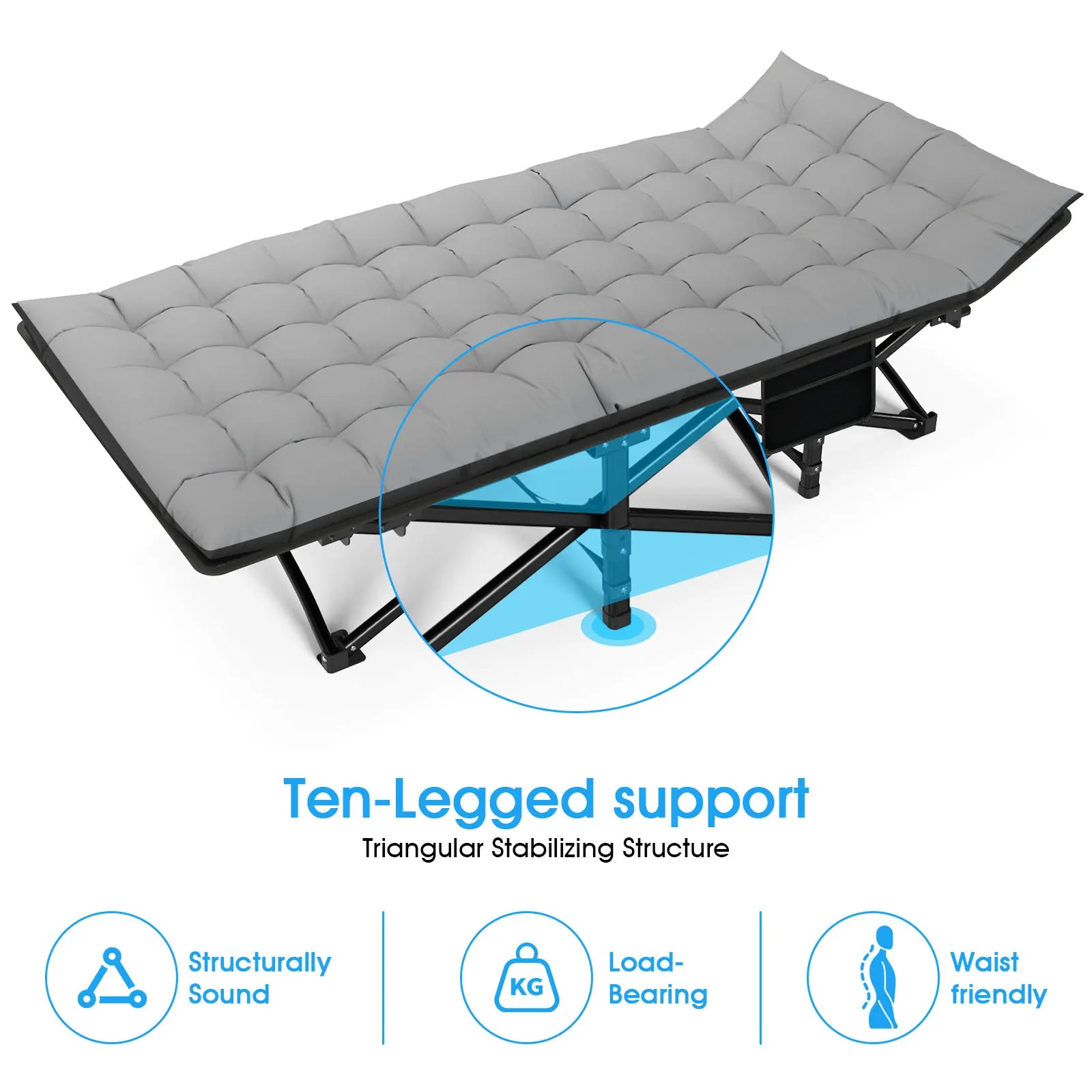 Folding Heavy-Duty Camping Cot for Adults