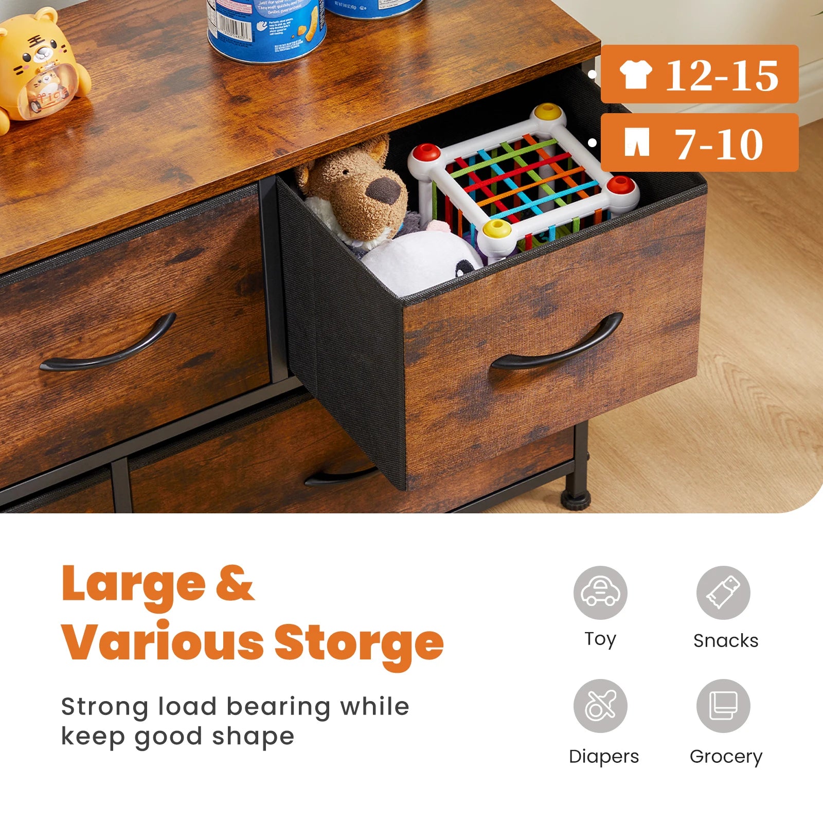 JHK Shoe Cabinet with 5 Fabric Drawers – Multilayer Storage & TV Stand