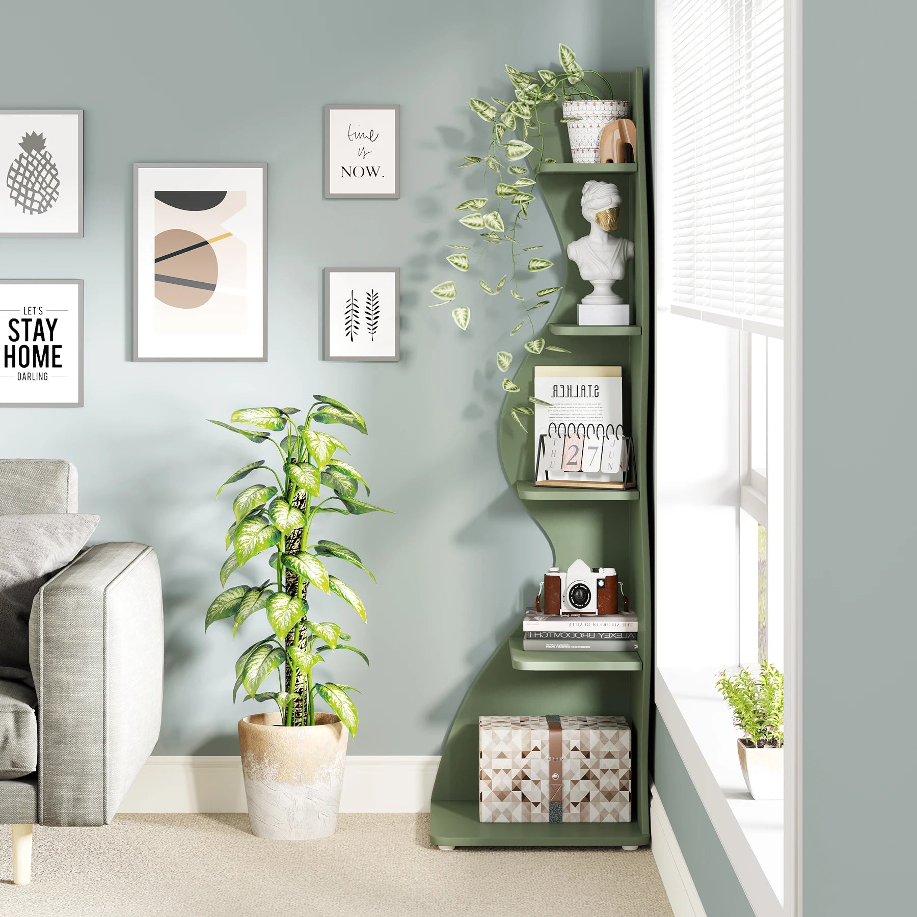 Tribesigns 5-Tier Modern Corner Bookshelf