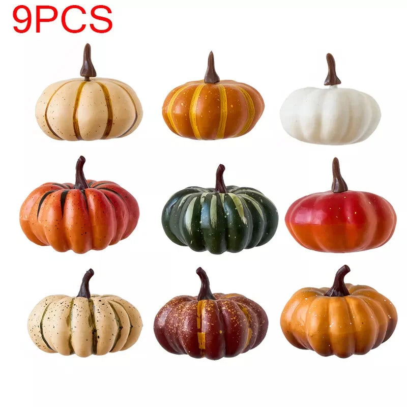 9PCS Artificial Pumpkins – Autumn Harvest & Halloween Decorations