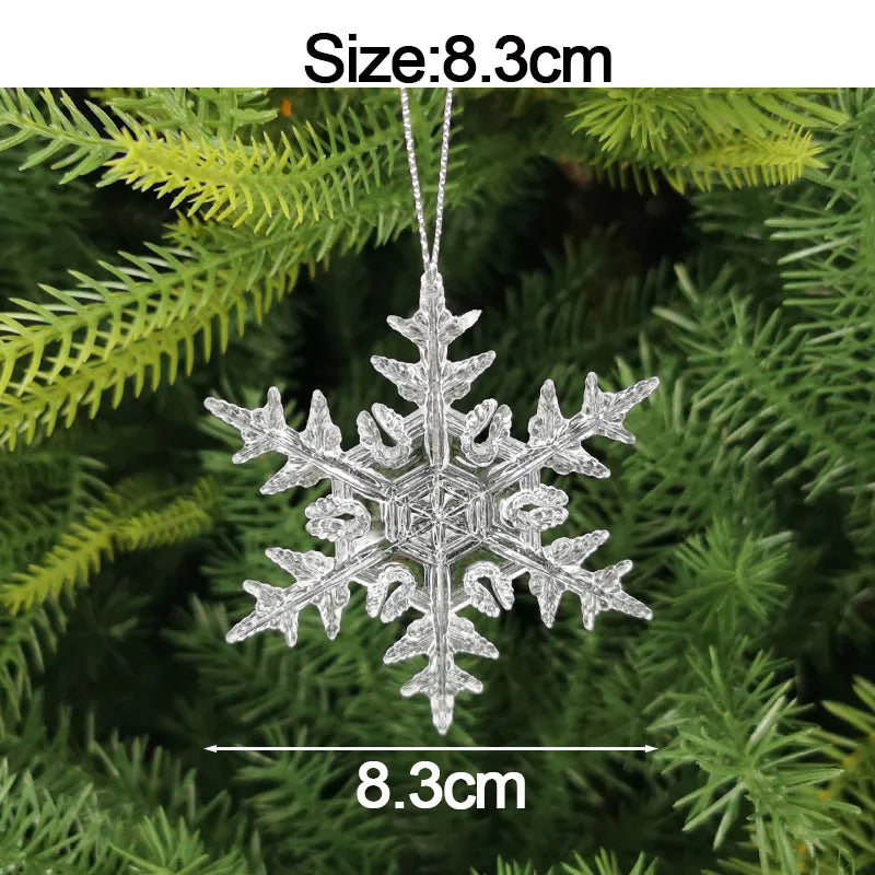 5PCS Crystal Acrylic Christmas Ornaments – Snowflake, Elk & Snowman