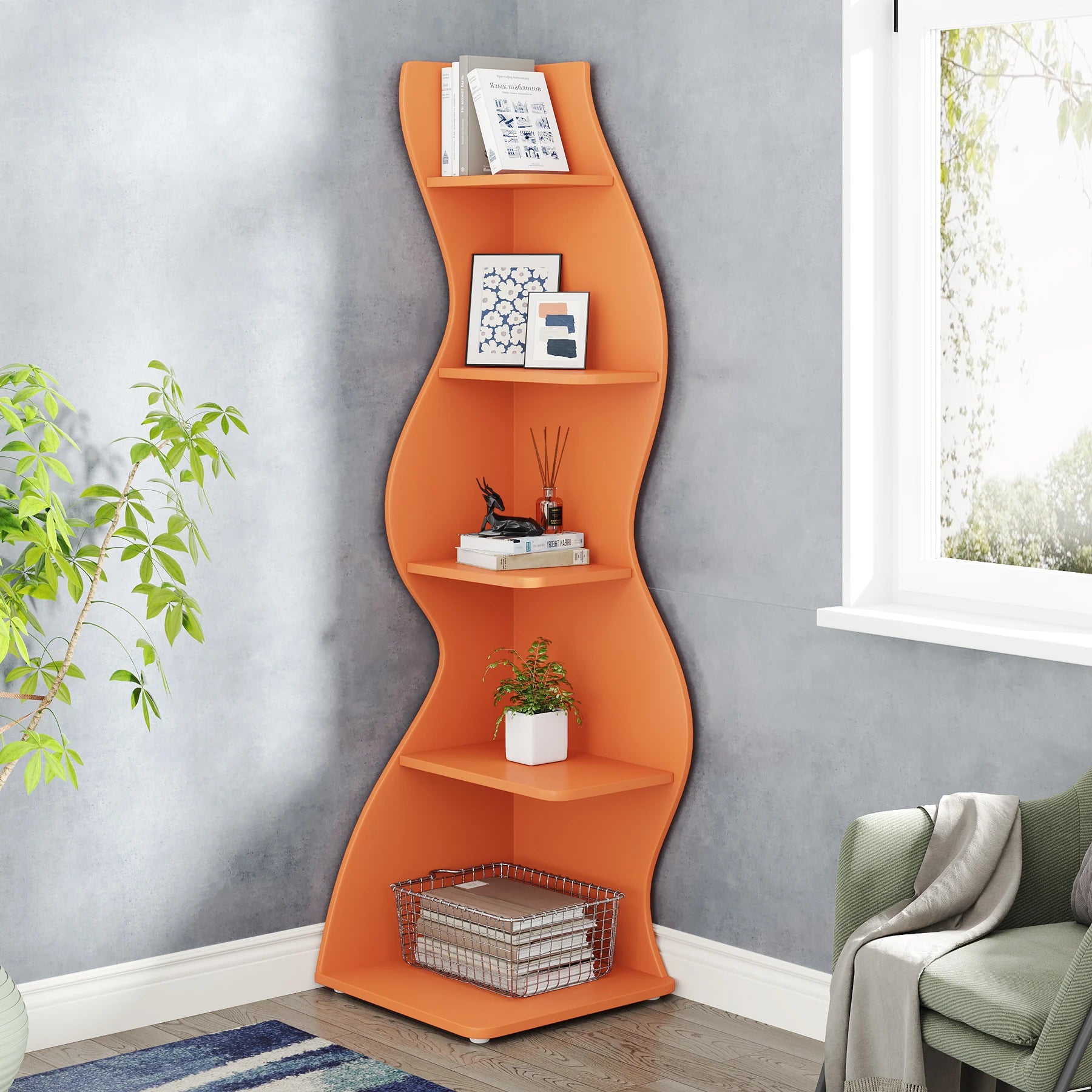 Tribesigns 5-Tier Modern Corner Bookshelf