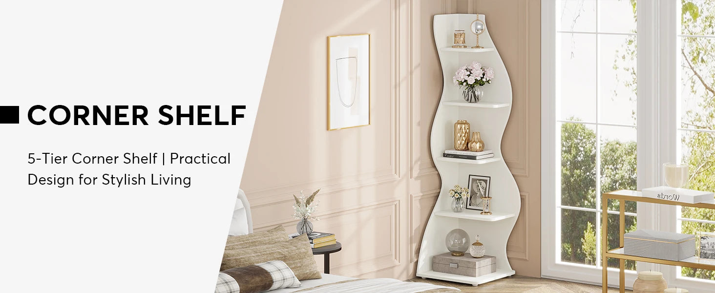 Tribesigns 5-Tier Modern Corner Bookshelf
