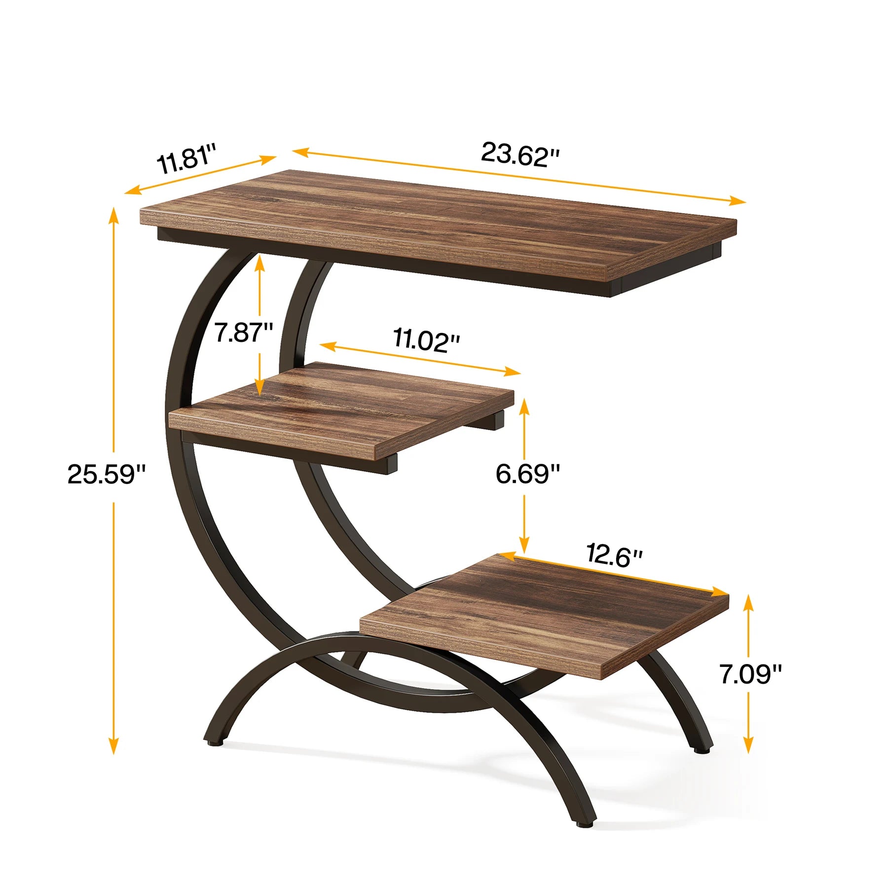Tribesigns 3‑Tier C‑Shaped End Table