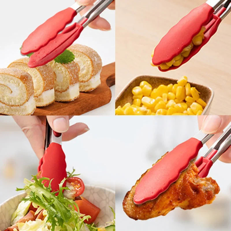 7-Inch Non-Slip Stainless Steel Food Tongs