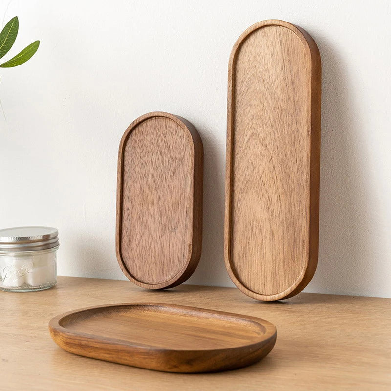 Solid Wood Oval Serving Tray and Platter