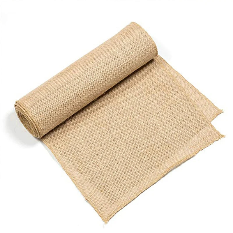 30cm Jute Linen Table Runner – Rustic Burlap Wedding & Party Decor