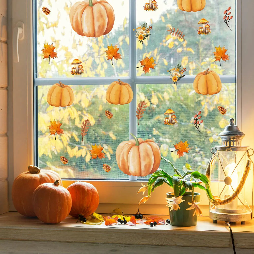 Halloween 3D Pumpkin Window Sticker – Self-Adhesive Autumn Wall Decal